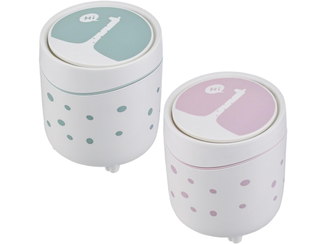 Conjunto Healeved de 2 Mini Lixeiras Mesa em Plástico, Decorativas Formato Veado, Rosa e Verde, Compactas Port