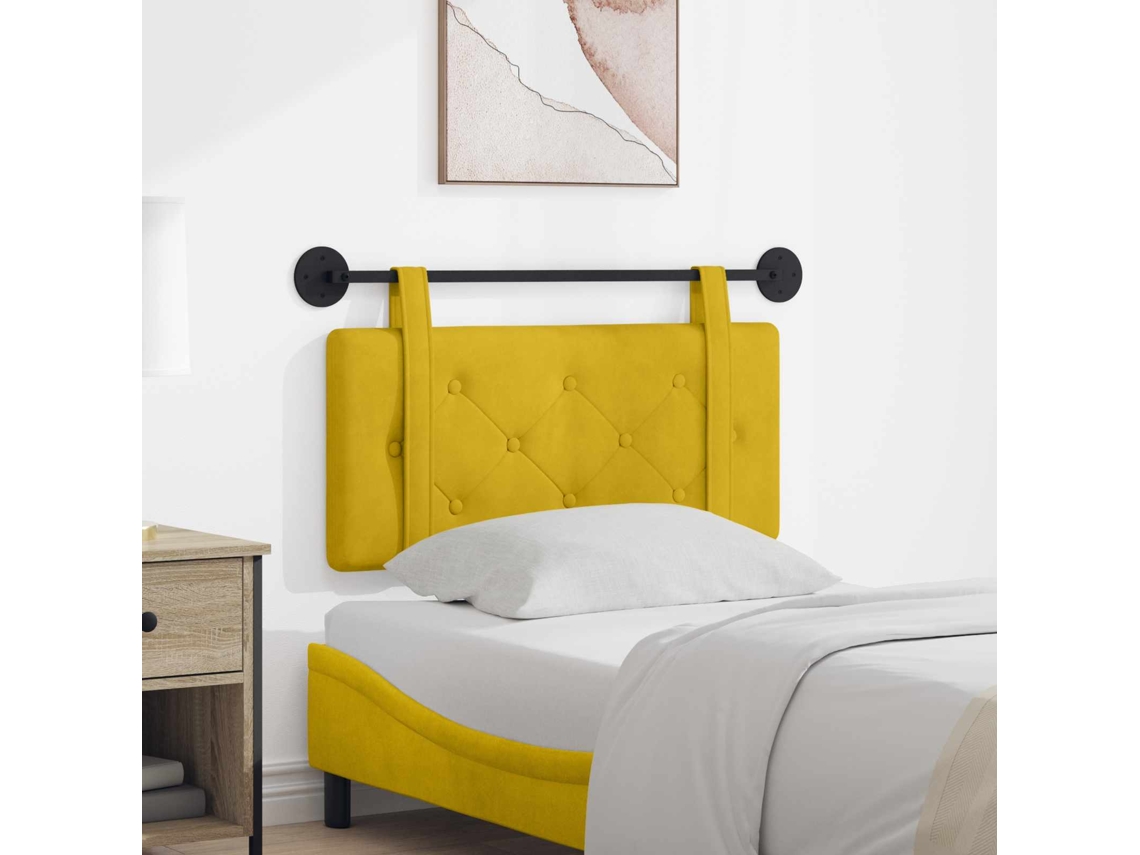 Vidaxl Cabeceira Suspensa Amarelo Veludo