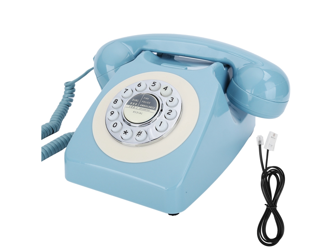 Aetheria telefone de Mesa com Discagem Rotativa Ctn8019 Fio Unico para Casa Escritorio Azul Abs