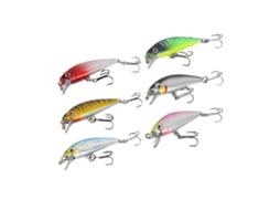 Isca de Pesca Artificial Minnow com Gancho Triplo 6pcs