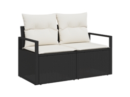 Conjunto 6 Conjunto De Jardim Ao Ar Livre Vidaxl Preto Vime Pe (230 X 117 X 85 Cm)