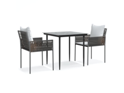 Conjunto de 3 Jantar para Jardim com Almofadões Vime Pe e Aço MAISON EXCLUSIVE (3pcs)