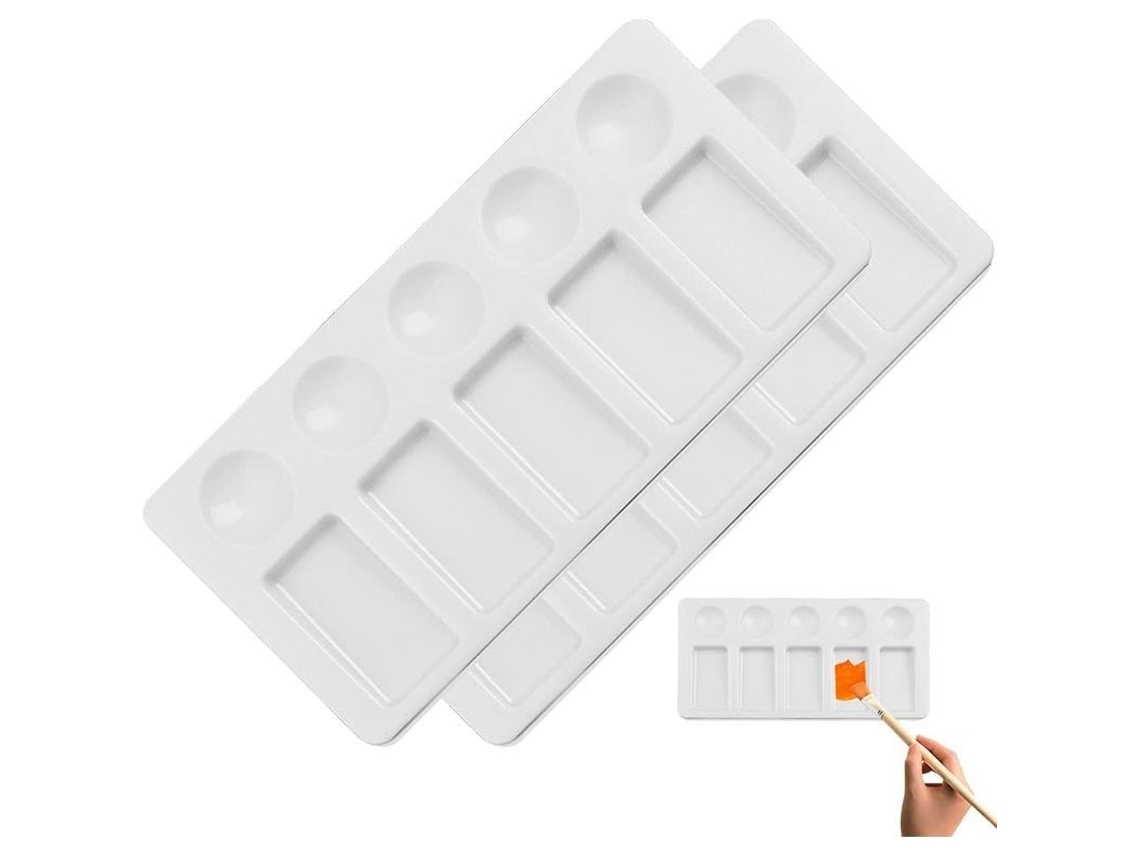 Linjou 2 Paletas De Pintura, Bandeja Retangular Com 10 Poços, Paleta Úmida Para Gouache E Acrílico