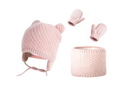 Conjunto de Boné, Cachecol e Luvas para Bebê 0-2 Anos, Tecido Grosso, Quente | S/MARCA