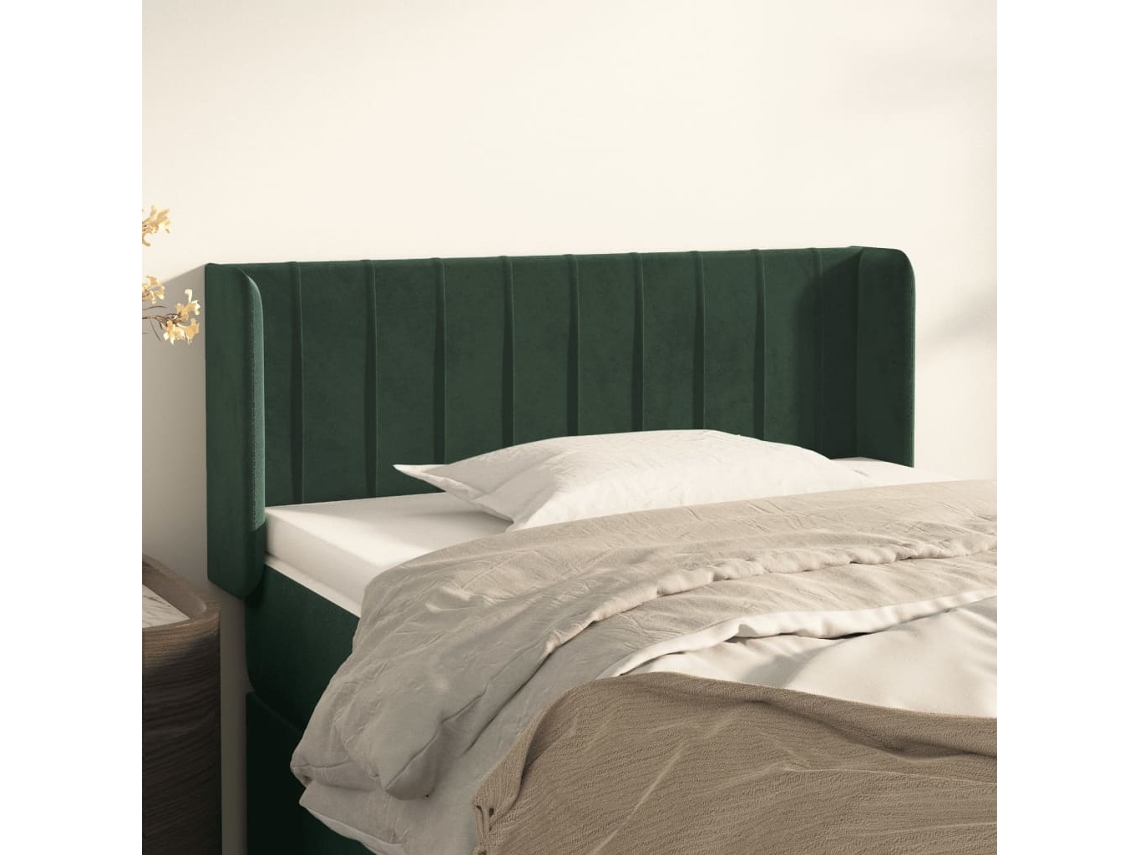 Cabeceira De Camapainel De Cabeceira C/ Abas Veludo 93x16x78/88 Cm Verde Escuro Lovely Home