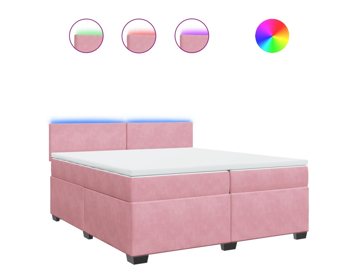 Cama com Molas/colchão 200x200 Cm Veludo Rosa MAISON EXCLUSIVE