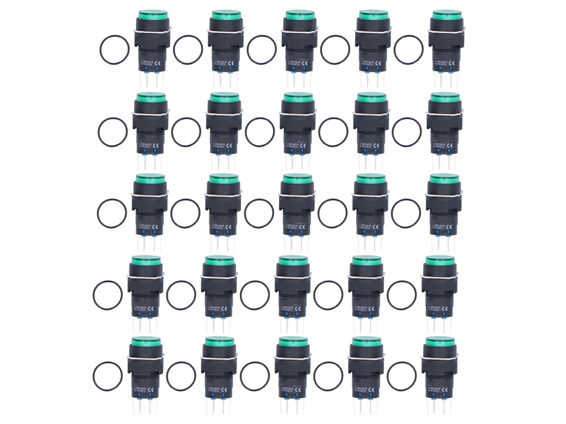 Interruptor Botão Momentâneo Sunflare Bemla1622dsy 25pcs 8 Pinos Luz 24v
