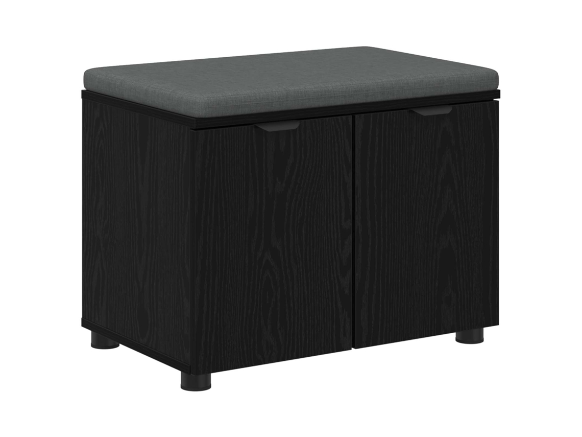 Banco de Hall com Almofada Carvalho Preto 60x38x46 cm MAISON EXCLUSIVE