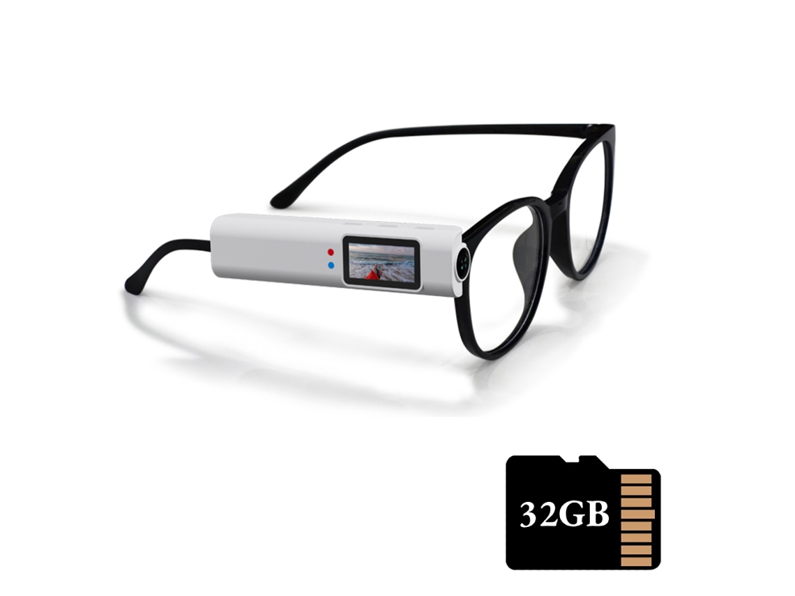 Mini Óculos Fpv 2.7k com Câmera em Miniatura para Gravação de Vídeo MDUG (cartão Branco de 32 Gb)