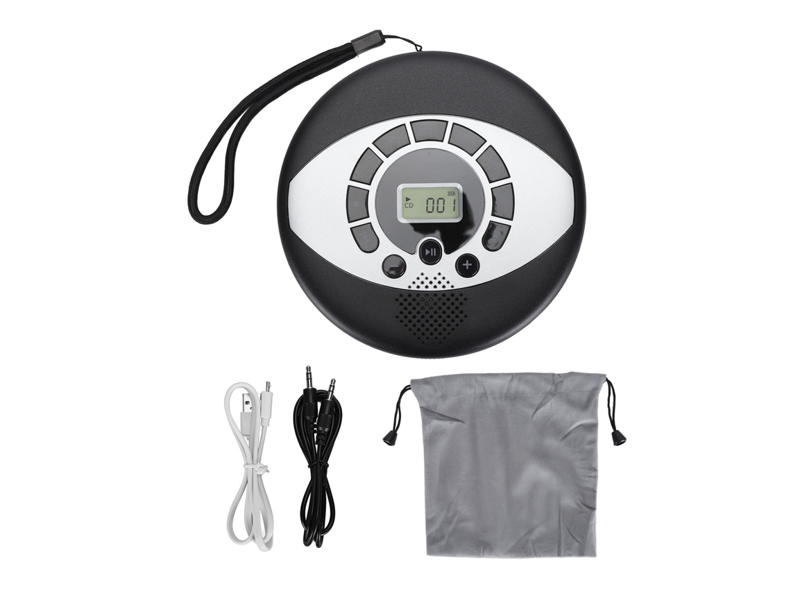 Reprodutor de Cd Mali portátil com bateria 2000mah e suporte para Cd Mp3 para carro e viagem