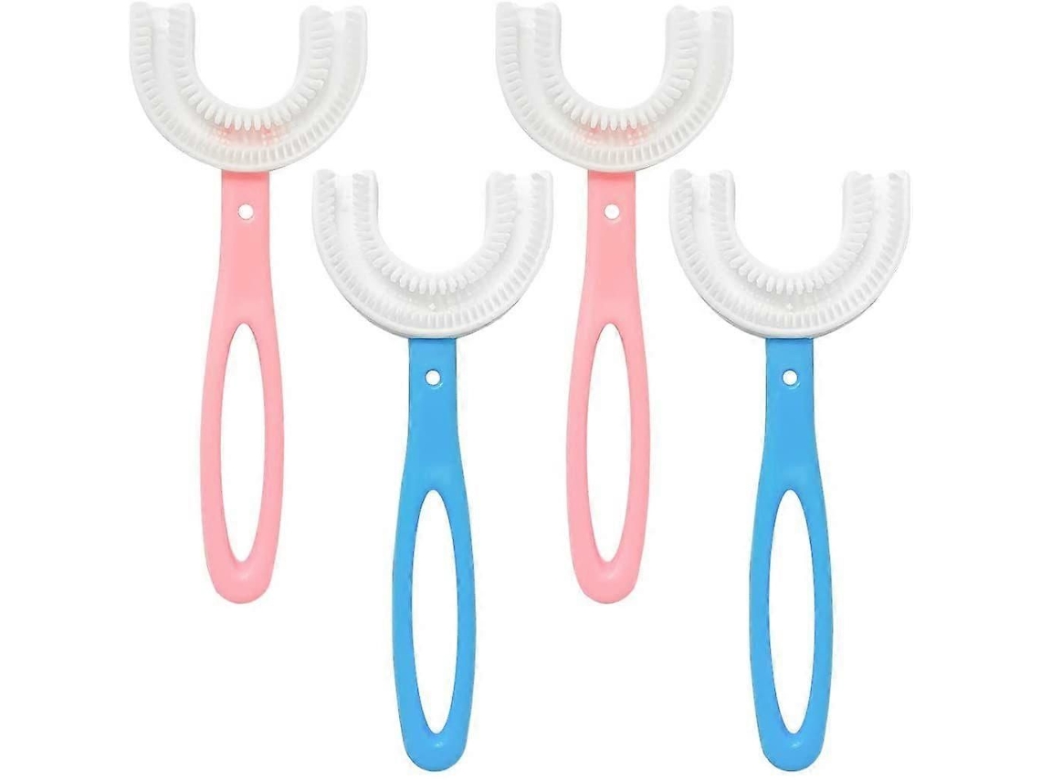 Kit com 4 Escovas de Dentes Infantis em Formato U Cerdas Silicone para Massagem, Escova Bebês Co M Limpeza Oral 360° e Fo GOKOCO