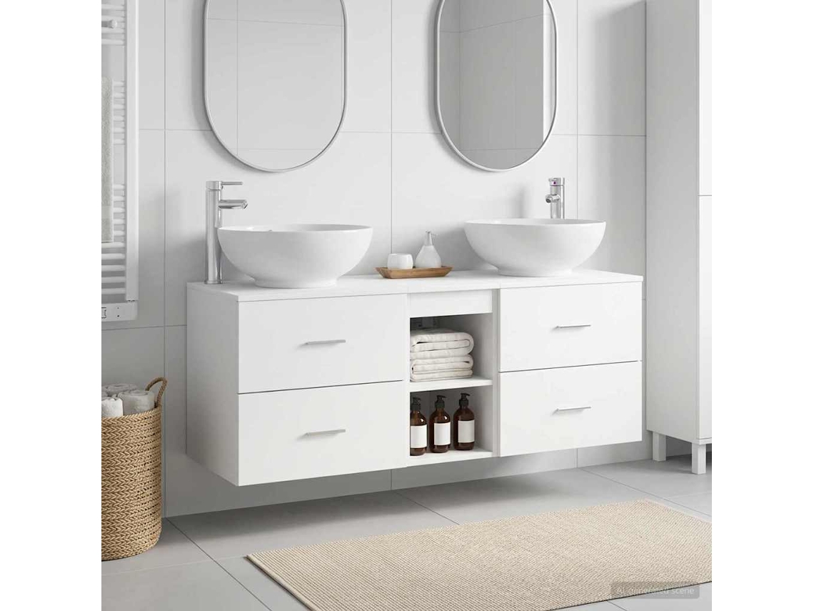 Vidaxl Conjunto De Móveis Para Banheiro 3 Unid. Branco