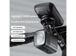 Farol Dianteiro Retrátil Para Bicicleta Rockbros M6 1000lm Preto Leve À Prova D'água Ipx6 Com Display Digital Carregamento Tipo C E Antirreflexo