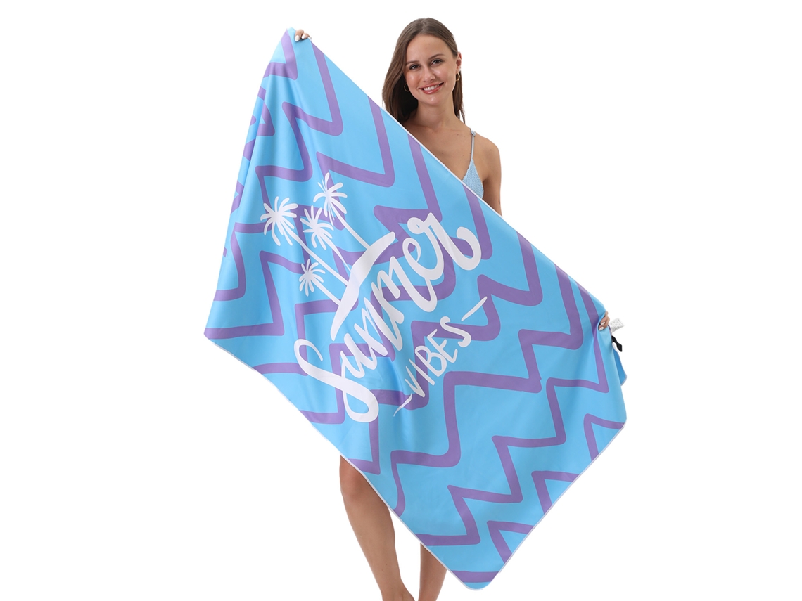 Yuysan Toalha De Praia Listrada Em Microfibra, Alta Absorção E Secagem Rápida, 160x80cm, Modelo B22, Cor Azul