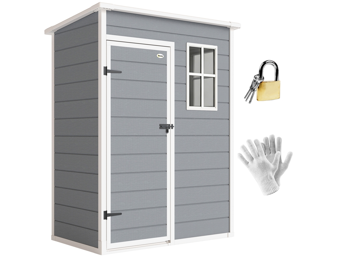 Galpão de Jardim 1,14 M² Cinza 151x92x193 Cm (porta com Fechadura, Ventilação, Janela)