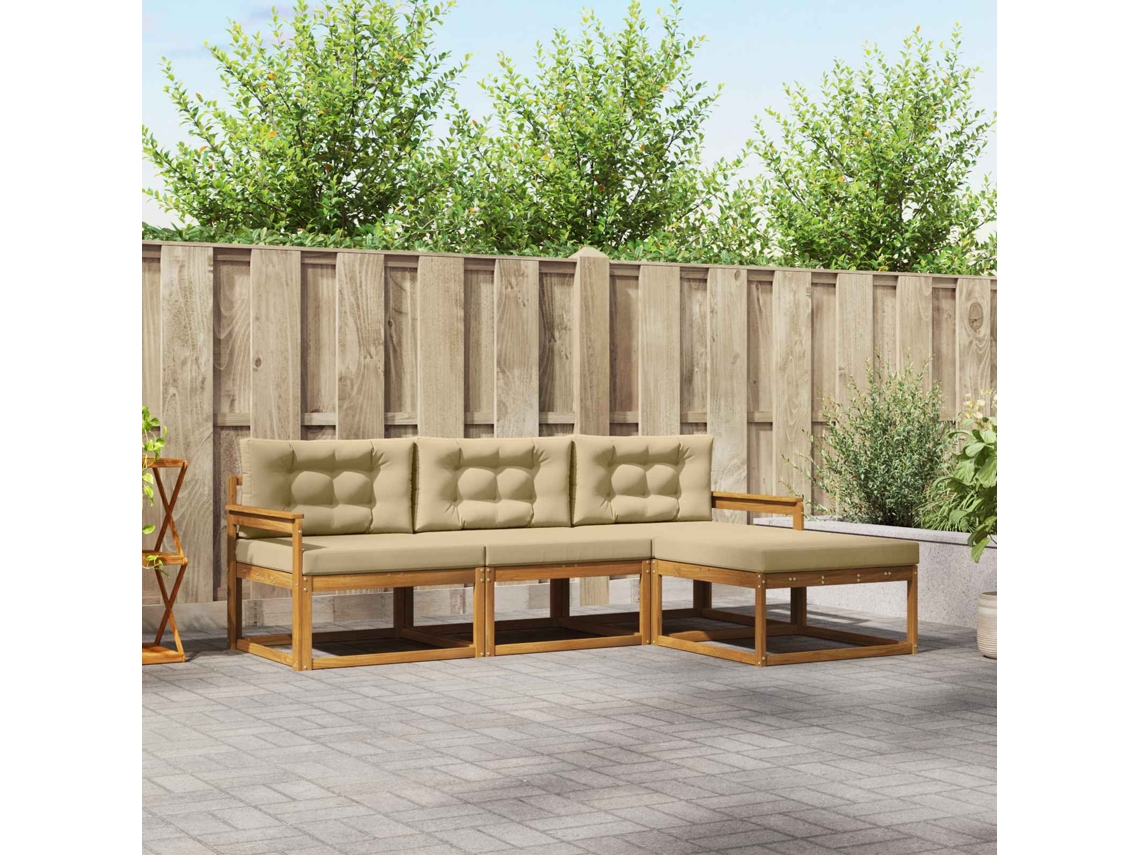 Vidaxl Conjunto De Sofás Para Exterior 4 Pcs Natural E Bege