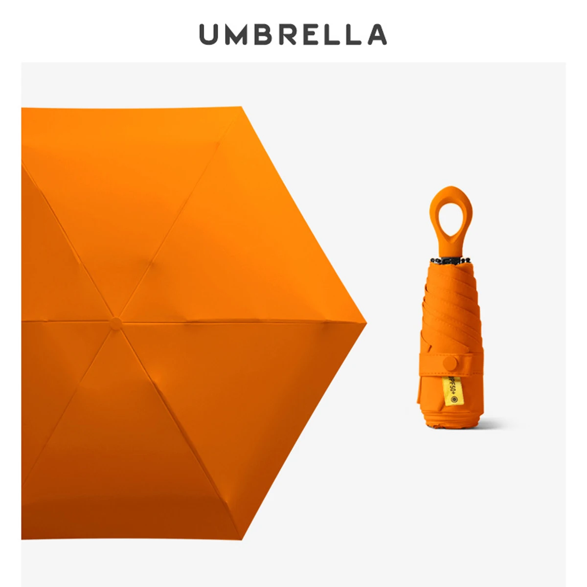 Mini guarda chuva MDUG, ultraleve, proteção UV, dobrável em cinco partes (laranja)