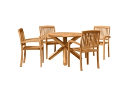 Conjunto 5 Conjunto De Jantar Para Exterior Vidaxl Castanho Madeira De Acácia Maciça (ø 109 X 74 Cm)