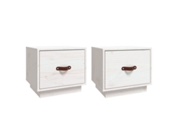 Maison Exclusive - Mesas De Cabeceira 2 Pcs 40x34x35 Cm Pinho Maciço Branco