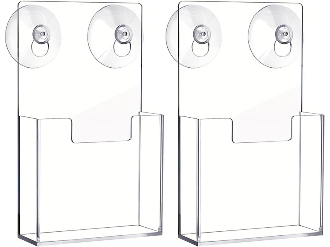 Suporte De Parede Para Brochuras | 2 Peças Com Ventosas Para Armazenamento De Folhetos, Suporte De Parede Para Vayotoy