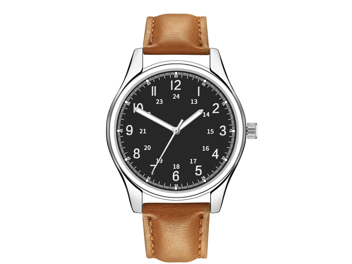 Relógio Masculino de Pulso Casual com Pulseira de Couro Pu e Movimento de Quartzo