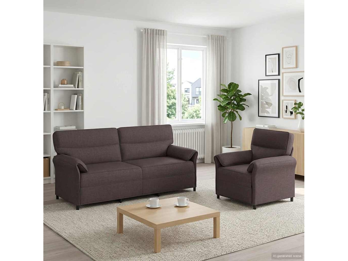 Vidaxl Conjunto De Sofás 2 Unid. Marrom Escuro Tecido