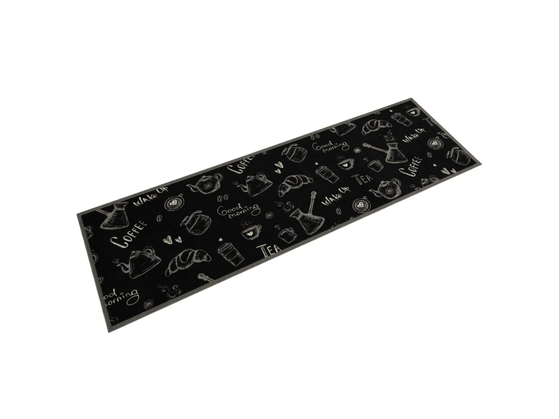 Tapete de Cozinha Lavável VIDAXL Veludo Padrão Morning Preto 150 X 45 X 0.5 Cm