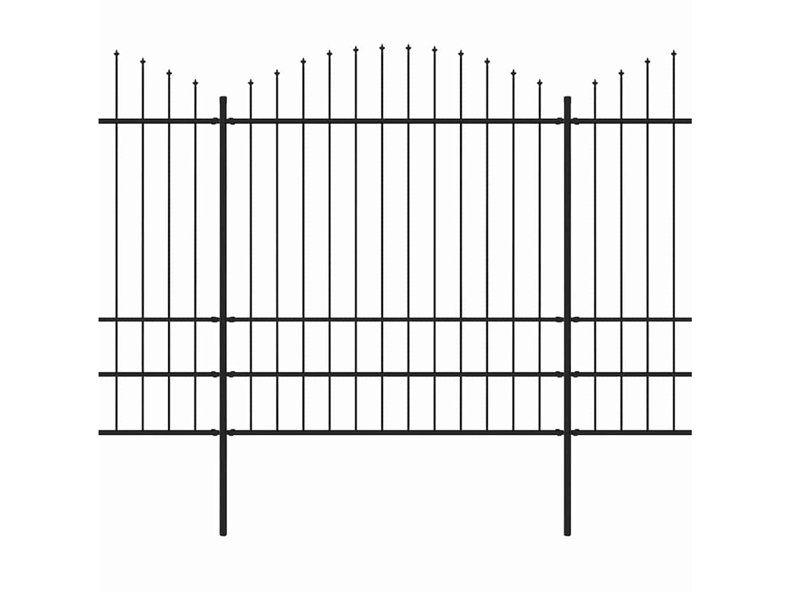 Vidaxl Cerca De Jardim Com Topo Em Forma De Lança Em Aço 1506x200 Cm, Preta