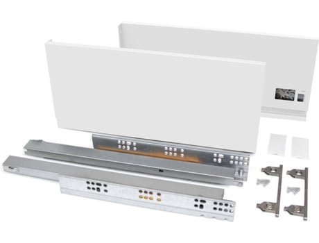 Kit de Gaveta Vertex para Cozinha e Banho, , Altura 178 Mm, Prof. 500 Mm, 40 Kg, Fecho Suave, Aço, Branco