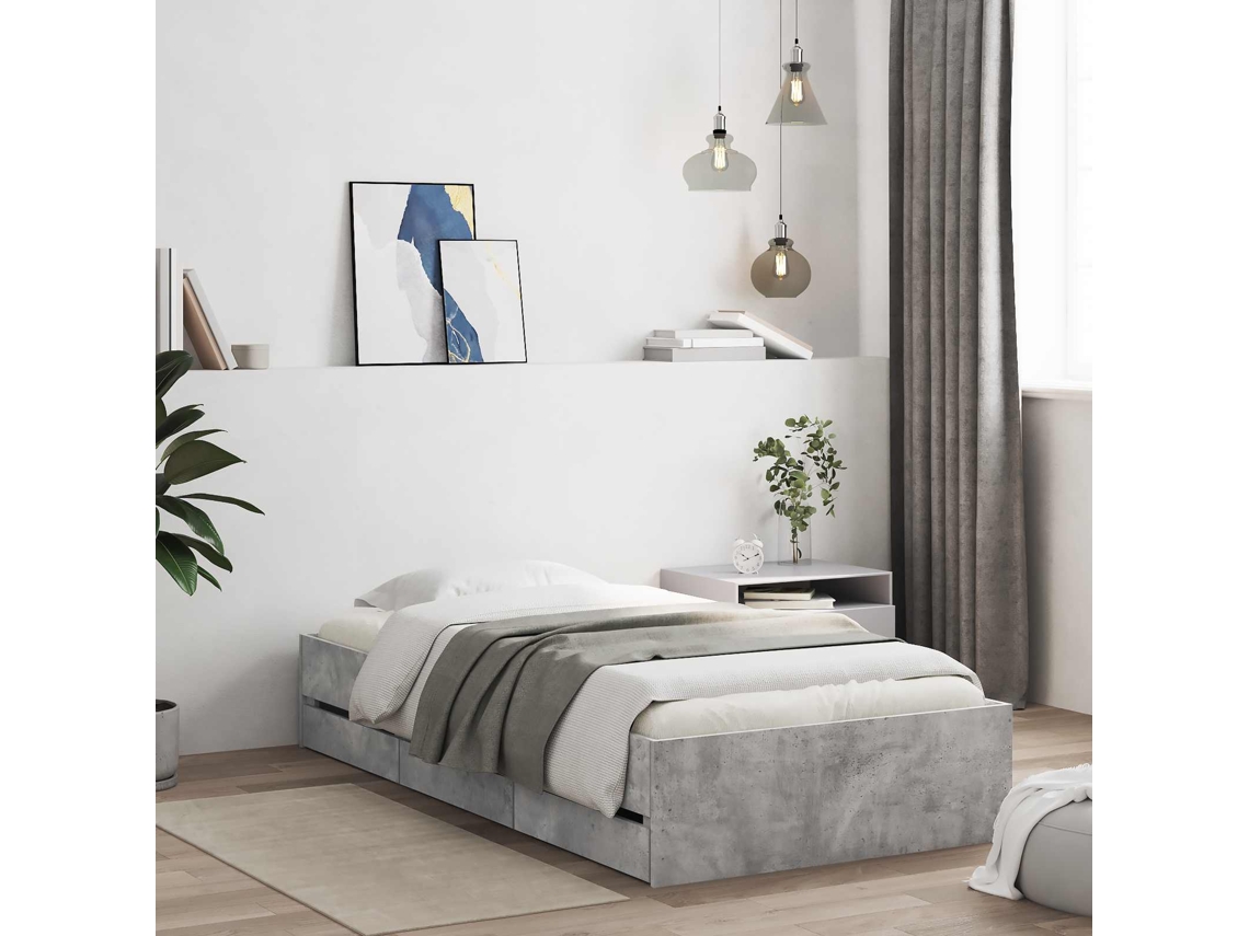 Vidaxl Estrutura De Cama Com Armazenamento Com Gaveta Sonoma Cinzento