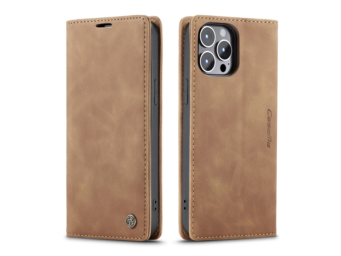 Capa Flip Para Celular Com Compartimento Para Cartão Em Couromarrom - Iphone 16 E