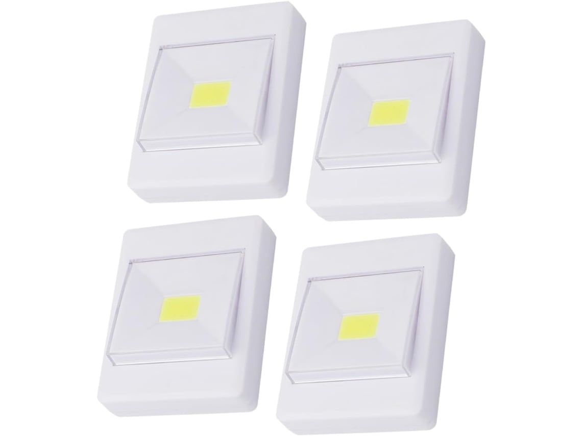 Conjunto de 4 Luzes Led Cob Sem Bateria, Iluminação Adesiva para Armários, Luz Branca Suave, para SFUSHOS