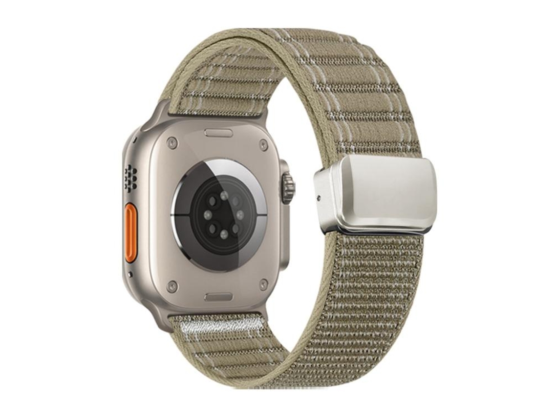 Bracelete para Apple Watch 46/49/45/44mm Nylon com Padrão Ondulado e Fecho Magnético Cor Chá com Leite XIAOMOYU