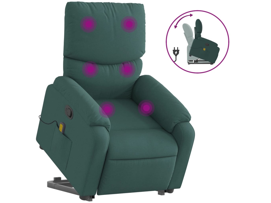 Stand Up Massage Recliner Chair, Stand Up Massage Recliner Chairs Vidaxl Verde Tecido