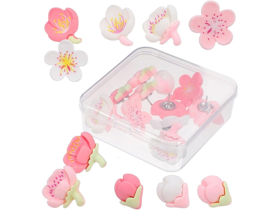 Kombuida Conjunto De 30-tachinhas Decorativas Em Resina Com Formato Flor Para Quadros E Murais Cortiça, Elegantes