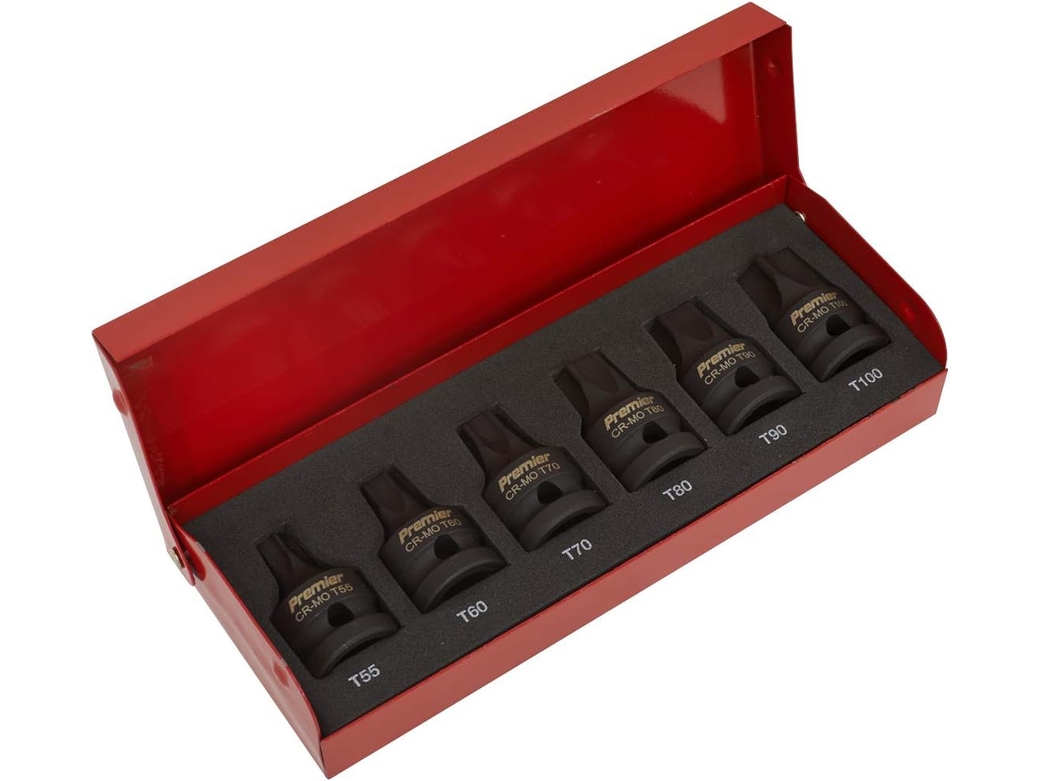 Jogo De Bits De Soquete Estrela Trx De Impacto Ak5607 Com Encaixe Quadrado De 6 1/2".