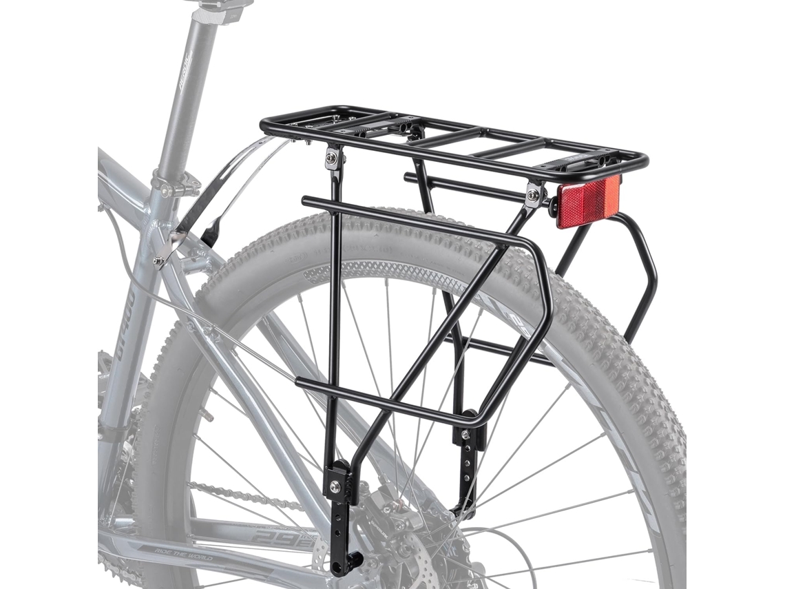 Bagageiro traseiro com refletor para bicicletas de montanha - Carga máxima: 27 kg - Para bicicletas de 26 a 29 polegadas
