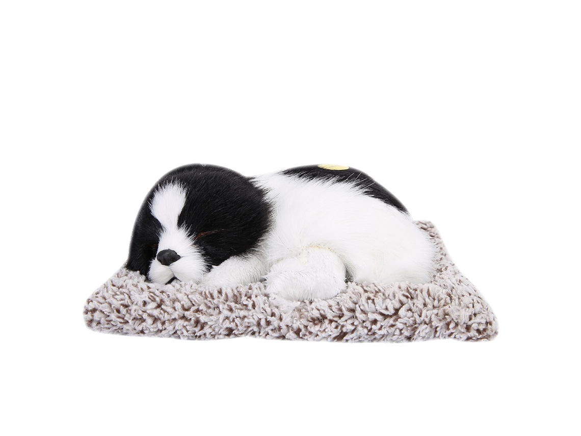 Cachorro de pelúcia Ats, réplica de cachorrinho com decoração em carvão de bambu, brinquedo de animal com voz, preto e branco.