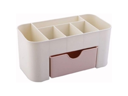 Organizador De Maquillaje De Escritório, Caixa De Armazenamento Cosmético, Estojo Para Papelaria E Joias Com Gaveta E 6 Compartimentos