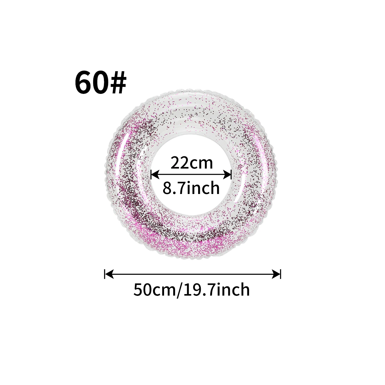 (roxo 60) 1 Boia Inflável Para Piscina, Anel De Natação Transparente Com Lantejoulas