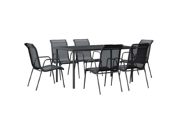 Maison Exclusive - 7 Pcs Conjunto De Jantar Para Jardim Aço E Textilene Preto
