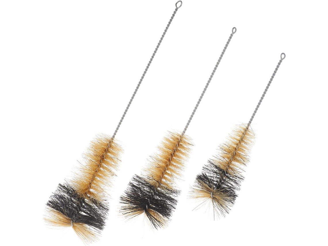 Conjunto De 3 Escovas Limpeza Pequenas Para Tubos Ensaio E Frascos Vidro, Com Cabeça De Escova Exclusiva, Duráveis E