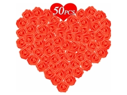 50 Rosas Artificiais Brancas de 7 Cm para Decoração de Cabelo, Acessórios para Cerimônias de Casamento Klb AQUAFORGE (vermelho)