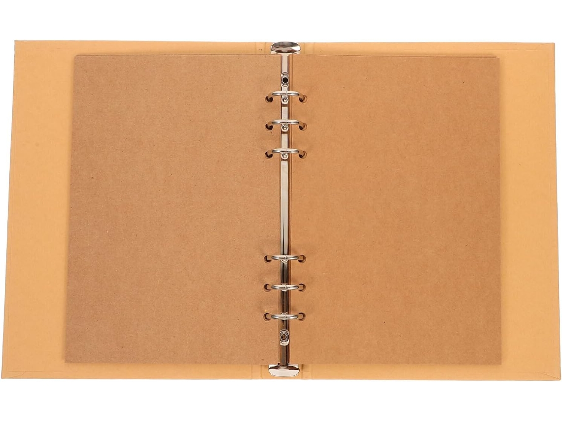 Capa para álbum Besportble A5 em papel kraft, 6 argolas redondas, capa para arquivos de documentos, estojo para