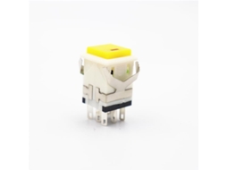 Interruptor De Botão Pressão Quadrado Kd2-21 8 Pinos, Com Travamento Automático E Luz Amarela, Pacote Com 3 Unidades