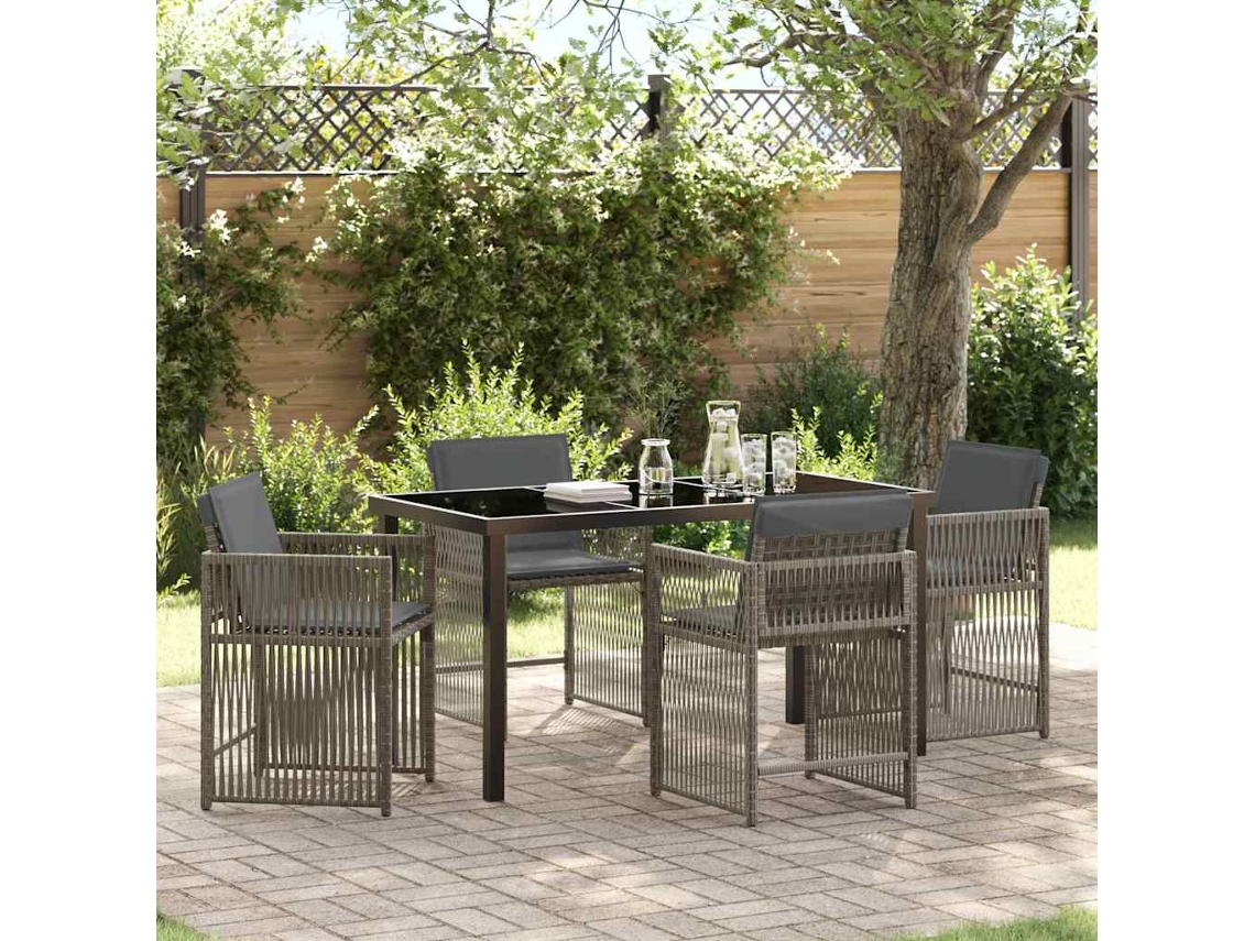 Vidaxl Conjunto De Jantar Para Jardim 5 Unid. Cinzeto Vime Pe