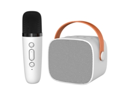 Aetheria máquina de Karaokê Mini Portátil com Alto falante Bluetooth e Microfone Som Premium Branco