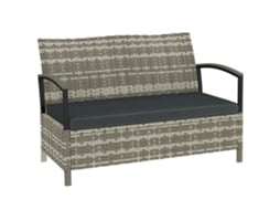 Banco de Jardim com Armazenamento Banco de 2 Lugares com Almofadas Apoios de Apoio 125l Poliéster Rattan 123 X 70 X 82 Cm Cinza Escuro Ge