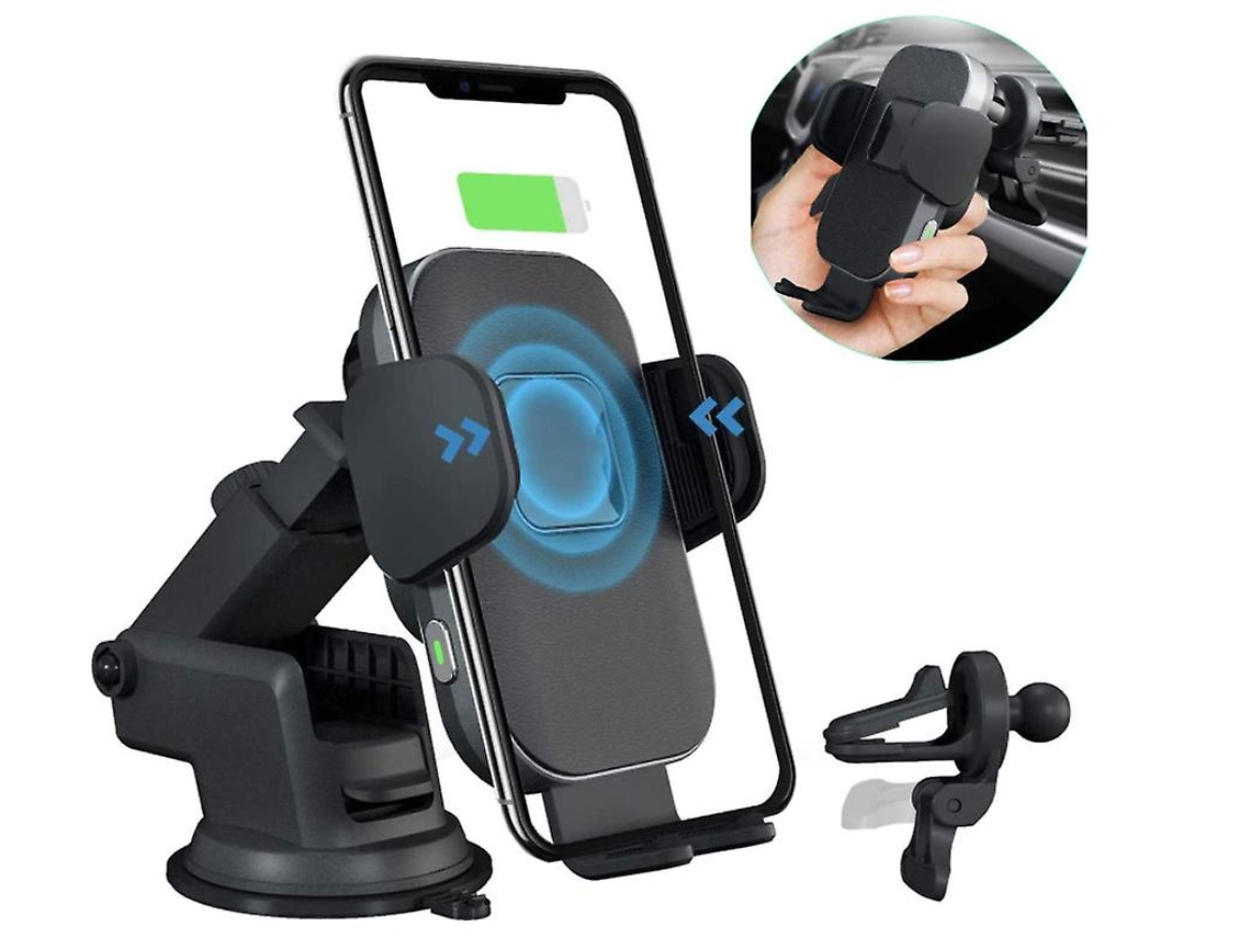 Carregador Carro Qi Fast Auto Fixação Sensor Inteligente Para Apple, Samsung Yizhood Preto
