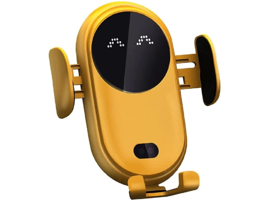 Carregador Carro Sem Design Robô Personalizado Smart Wireless Auto Sensing Car Phone YIZHOOD Amarelo
